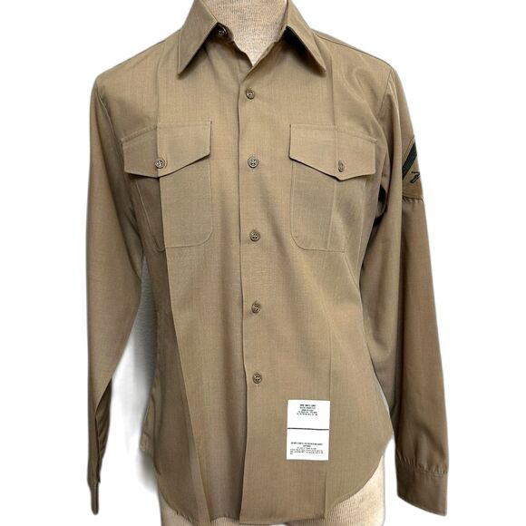 Khaki Marine Corps Service Khaki Dress Shirt - Men 16 x 36 - Alpha Uniform - Picture 1 of 6
